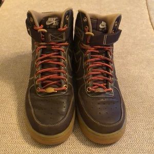 Nike Air Force 1 Brown Leather High Tops, Size 7 Y